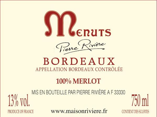 Menuts - Bordeaux Red 2012 750ml