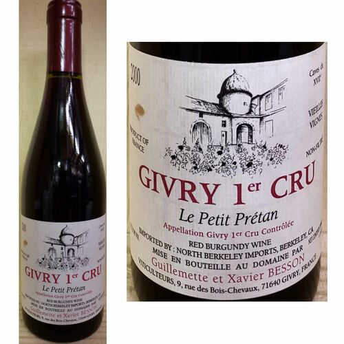 Domaine Besson Givry 1er Cru Le Petit Pretan Red Burgundy 2000