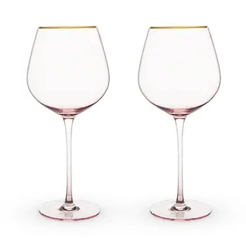 Rose Crystal Red Wine Glass Set by Twine