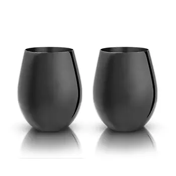 Gunmetal Stemless Wine Glasses by Viski