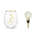 Best Day Ever Stemless Wine Glass and Stopper Set by Twine
