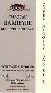 Chateau Barreyre Bordeaux Superieur Cuvee Nicolas Barreyre 750ml