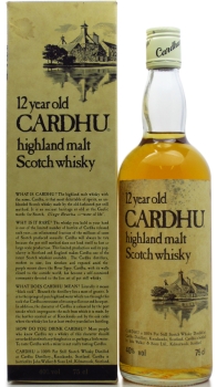 Cardhu - Highland Single Malt (Old Bottling) 12 year old Whisky 75CL