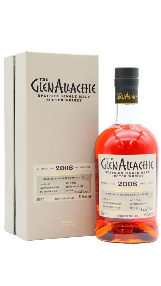 GlenAllachie - Single Cask #1867 - Port Cask 2008 12 year old Whisky 70CL