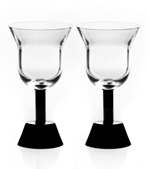 Ettore Sottsass - Orfeo Calice Acqua Nero Water Goblet Black 20cl (Twin Pack) 20cl