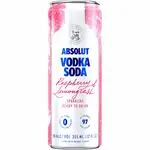 Absolut Vodka Soda Raspberry & Lemongrass Sparkling Ready To Drink Cocktail 355ml 4-Pack