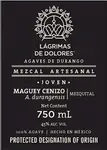 Lagrimas De Dolores Mezcal Joven Maguey Cenizo 750ml