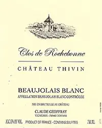 Chateau Thivin Beaujolais Blanc Clos De Rochebonne 750ml