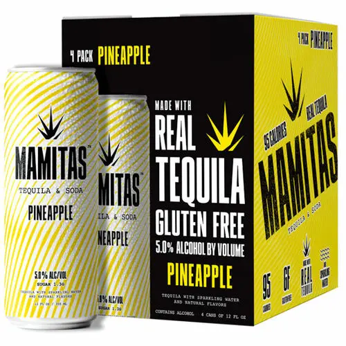 Mamitas Pineapple Tequila & Soda Ready To Drink 12oz 4 Pack Cans