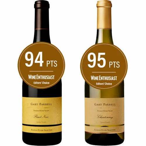 Gary Farrell Russian River Pinot Noir/Chardonnay 2 Bottle Combo 2018 Rated 94/95WE EDITORS CHOICE