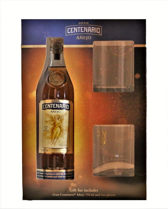 Gran Centenario Tequila Anejo Gft Pk W/ 2 Rock Glasses 750ml
