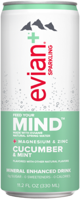 Evian Water Sparkling Cucumber & Mint Flavor 11oz
