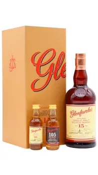 Glenfarclas - 15 year old Highland Single Malt Scotch Whisky 70cl + 5cl x 2 46% ABV Gift Pack