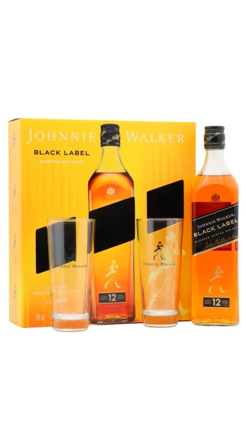 Johnnie Walker - 12 year old Black Label Blended Scotch Whisky 70cl 40% ABV Glass Pack