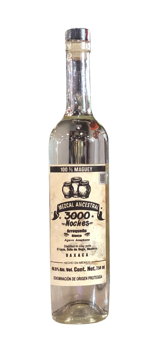 3000 Noches Mezcal Ancestral Arroqueno Blanco Oaxaca 750ml