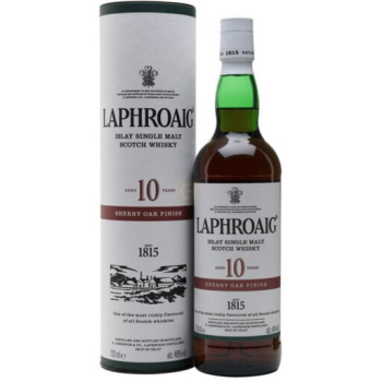 Laphroaig 10 Years Old Sherry Oak Finish Single Malt Whiskey Islay Scotland 750ml