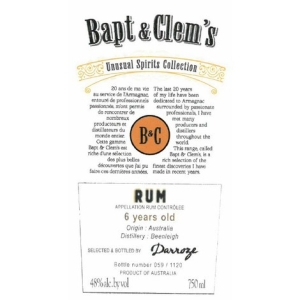 Bapt and Clem's - Bapt & Clem's 6-year Beenleigh Distillery Rum 750ml
