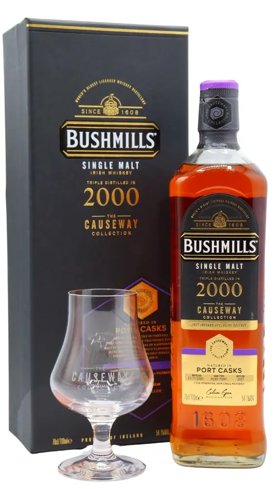 Bushmills - The Causeway Collection 2000 20 year old Whiskey (Includes Tasting Glass)