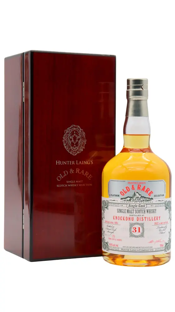 Knockdhu - 31 year old Hunter Laing's Old & Rare Single Cask Single Malt Scotch 1991 Whisky 70cl 46.6% ABV