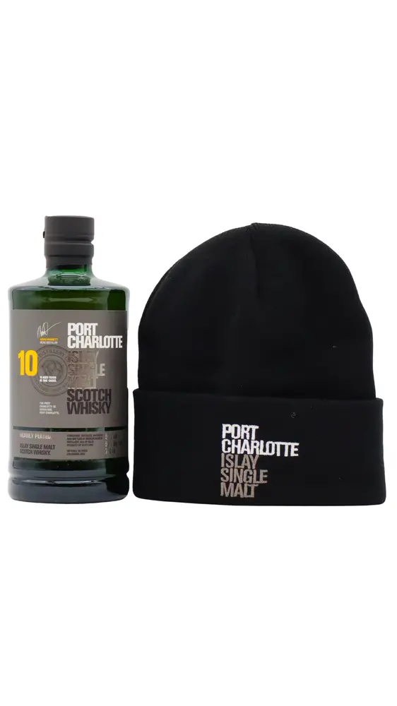 Port Charlotte - Heavily Peated Islay Single Malt Scotch 10 year old Whisky (Includes Hat) 70CL