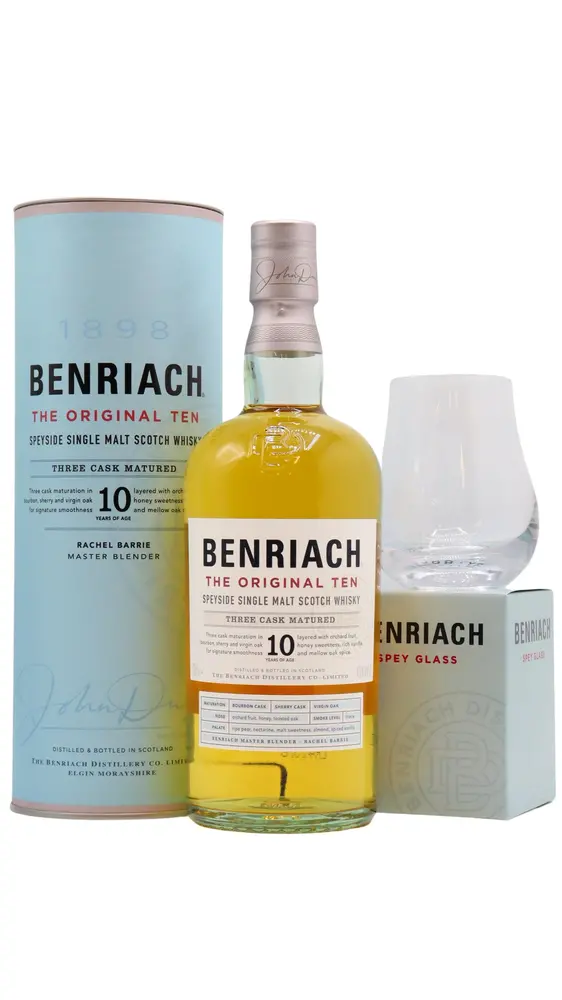 Benriach - The Original Ten Single Malt Scotch 10 year old Whisky (Includes Branded Glass)