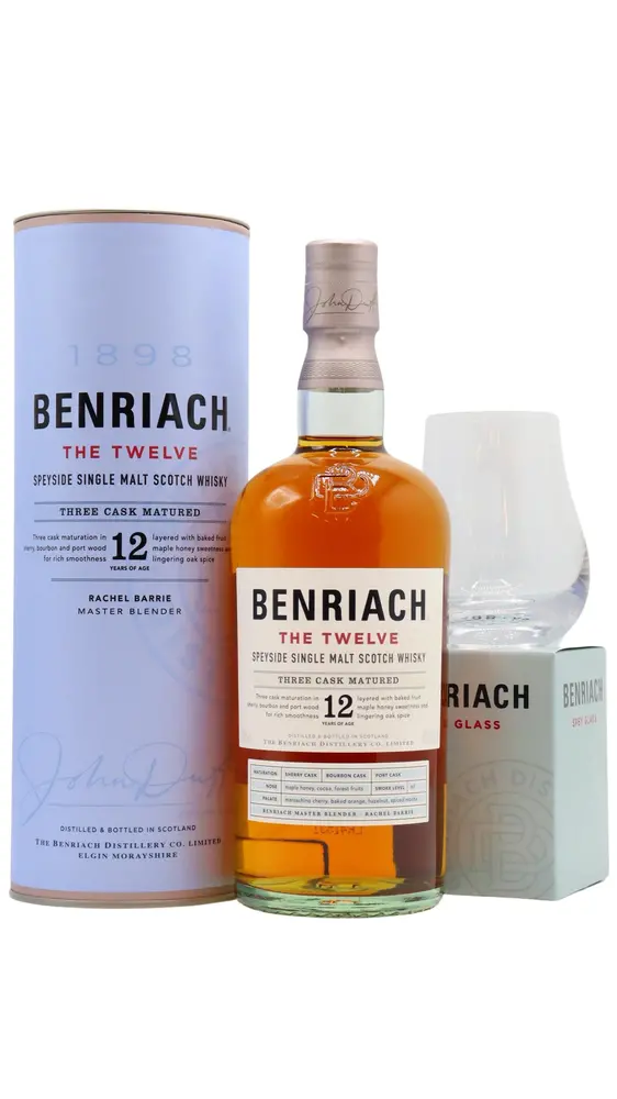Benriach - The Twelve Single Malt Scotch 12 year old Whisky (Includes Branded Glass)