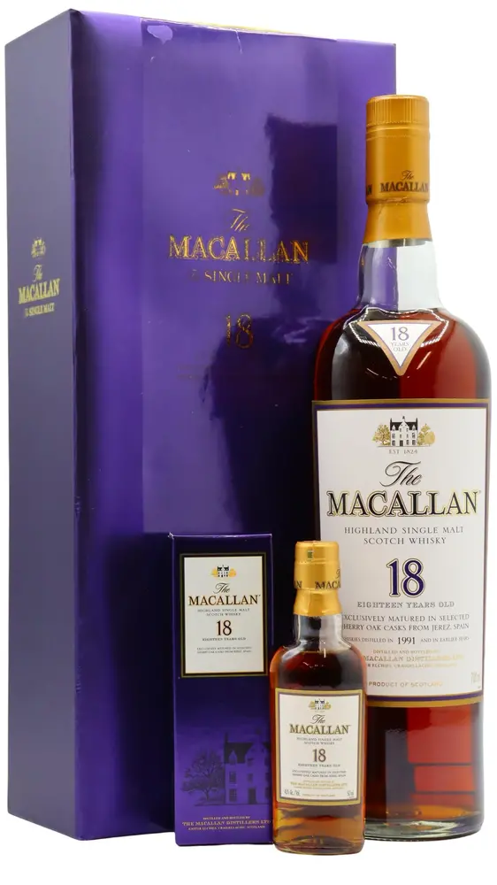 Macallan - 2009 Release Sherry Oak Highland Single Malt Scotch 1991 18 year old Whisky & Miniature