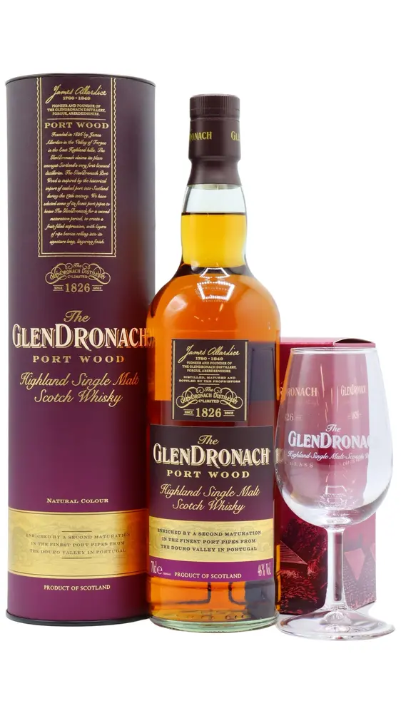 Glendronach - Port Wood Single Malt Scotch Whisky (Includes Branded Glass) 70CL