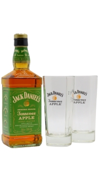 Jack Daniel's - Branded Glasses & Tennessee Apple Whiskey Liqueur 70CL