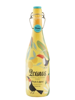 2 Canos Cheerful Frizzante Blanco Peach Apricot Flavor Spain 750ml