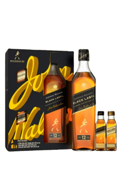 Johnnie Walker Scotch Blended Black Label Discovery Pk W/ 2 50ml Gold & Double Black 12yr 750ml