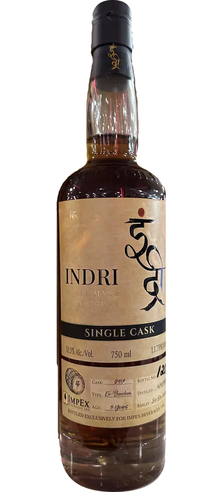 Indri Whisky Single Malt Ex Bourbon Single Cask India 5yr 750ml