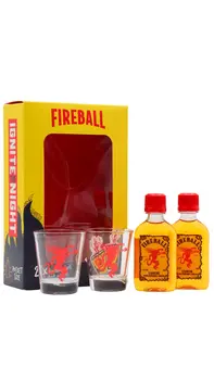 Fireball - Cinnamon Whisky Liqueur Miniatures & Shot Glasses Gift Pack