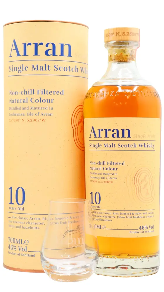 Arran - Single Malt Scotch 10 year old Whisky (Includes Branded Glass) 70CL