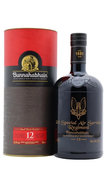 Bunnahabhain - 12 year old SAS 22nd Special Air Service Regiment Islay Single Malt Scotch Whisky 70cl 46.3% ABV