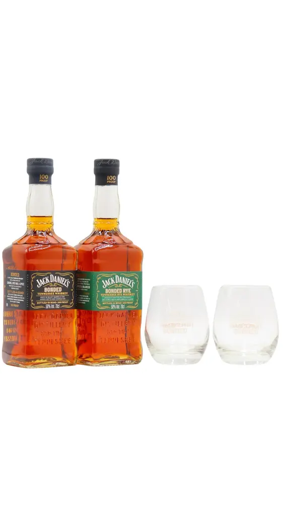 Jack Daniel's - Bonded & Bonded Rye Tennessee Whiskey (2 x 70cl) (Includes Branded Glasses)