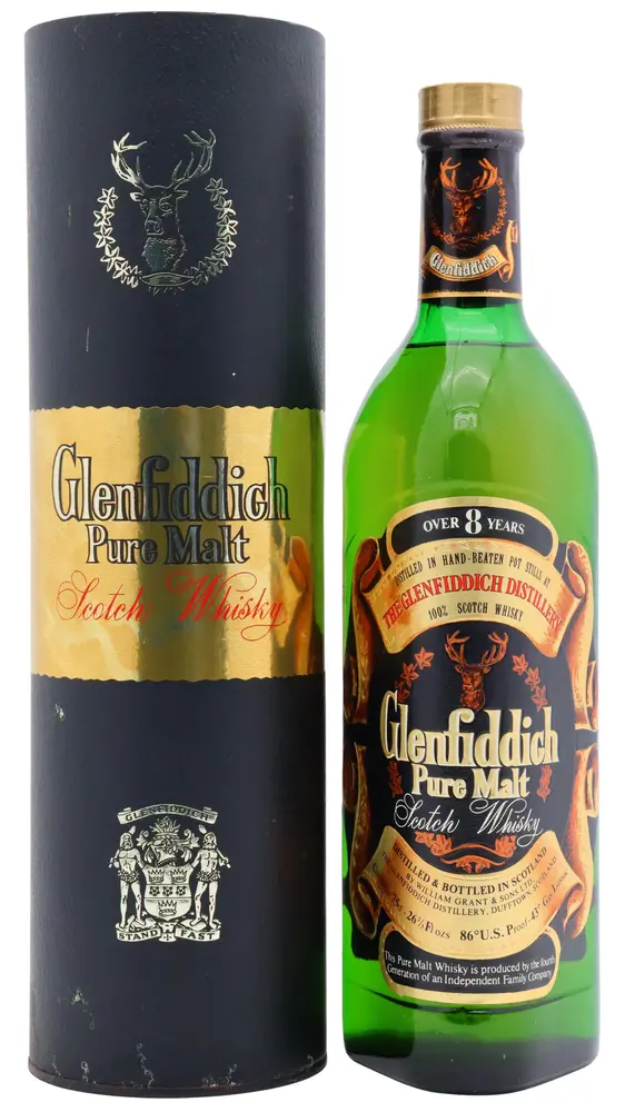 Glenfiddich - 8 year old Pure Malt Scotch Whisky 26 2/3 Fl. Ozs 43% ABV (1970's Bottling)