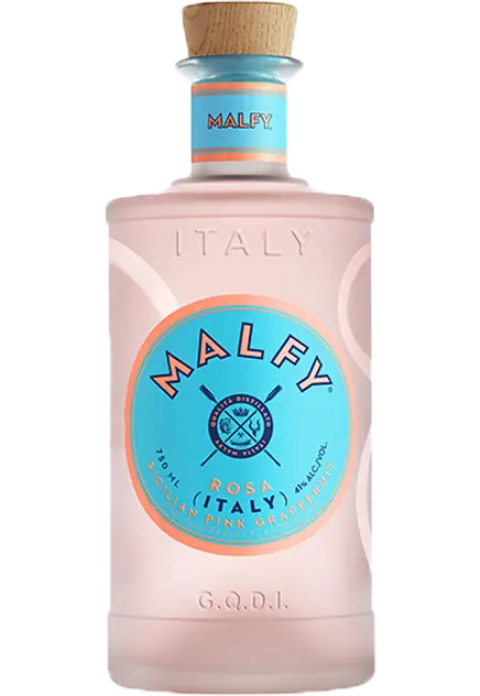 Malfy Gin Rosa Pink Grapefruit Gft Pk W/ Copa Glasses Italy 750ml