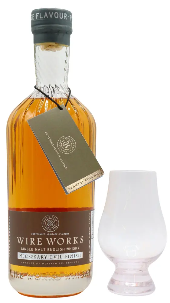White Peak - Wire Works - Necessary Evil English Single Malt Whisky (Includes Glencairn Glass) 70CL