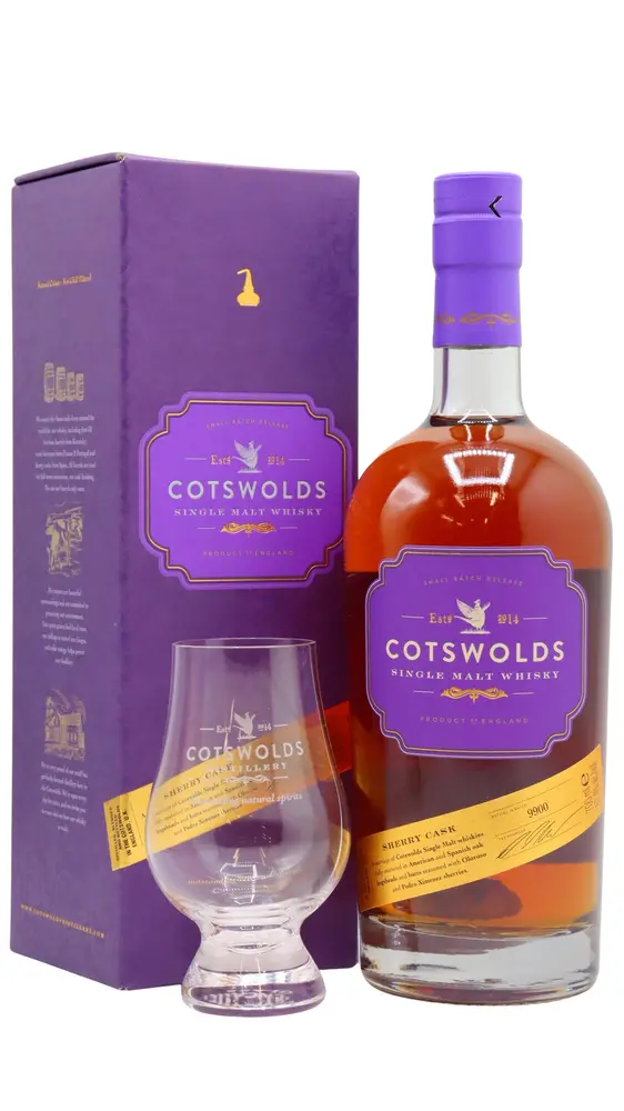 Cotswolds - Sherry Cask Matured English Single Malt Whisky (Includes Glencairn Glass)