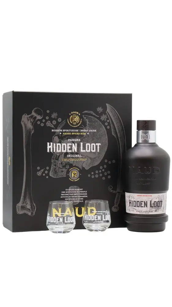 Naud - Hidden Loot Original Spiced Rum Glass Pack 70CL