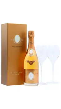 Louis Roederer - Cristal Rose 2014 Champagne (Includes Champagne Flutes)