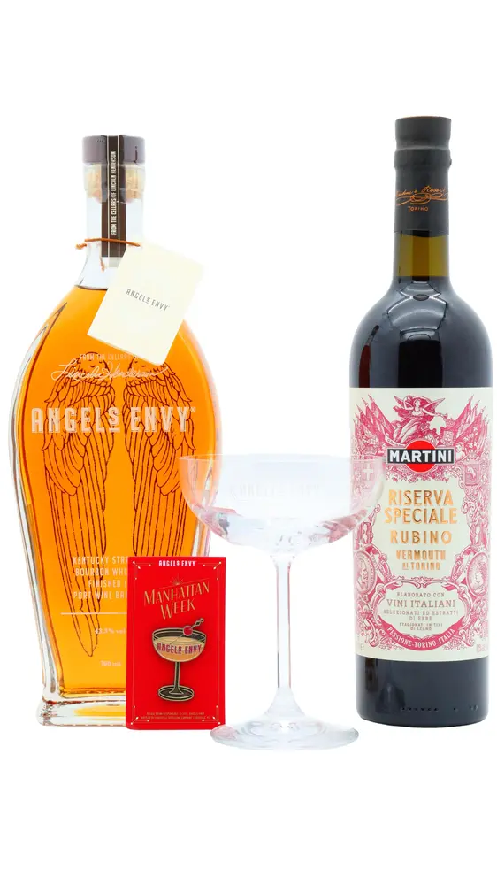 Angel's Envy - Manhattan Bundle - Martini Rubino Vermouth & Straight Port Cask Finish Kentucky Straight Bourbon Whiskey 70cl + 75cl 43.3% ABV