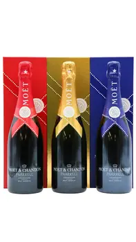 Moet & Chandon - Pharrell Williams Limited Edition - Imperial Brut NV - Blue- Gold & Red Champagne 75cl x 3 12.5% ABV (3 x 75cl)