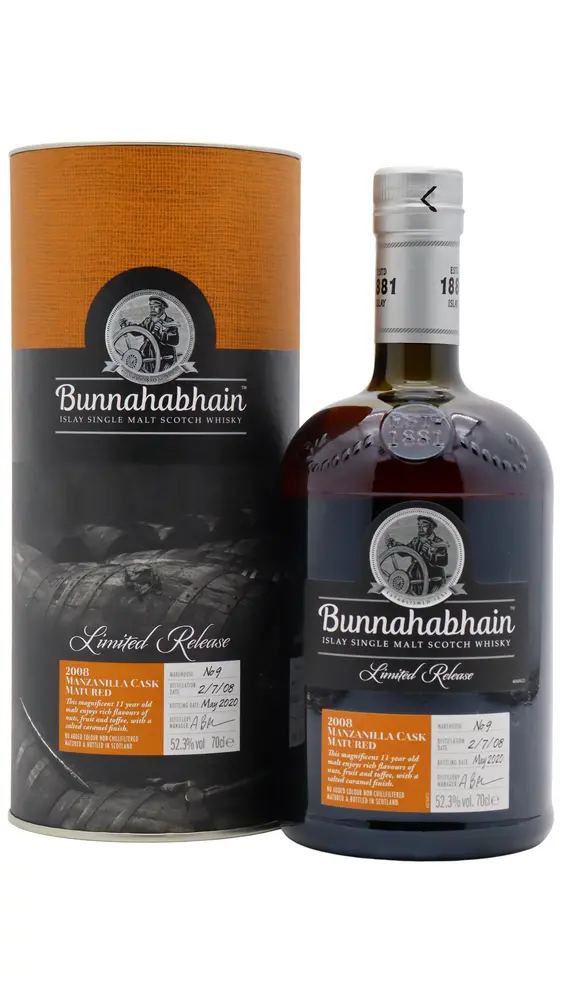 Bunnahabhain - 11 year old Manzanilla Cask Finish Islay Single Malt Scotch 2008 Whisky 70cl 52.3% ABV