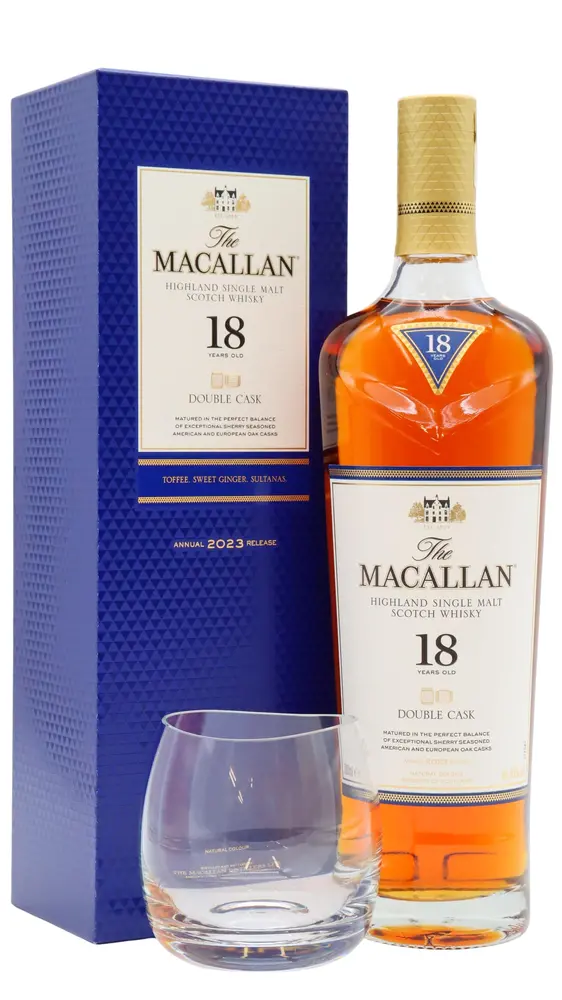 Macallan - 2023 Release Double Cask Highland Single Malt Scotch 18 year old Whisky (Includes Tasting Glass) 70CL