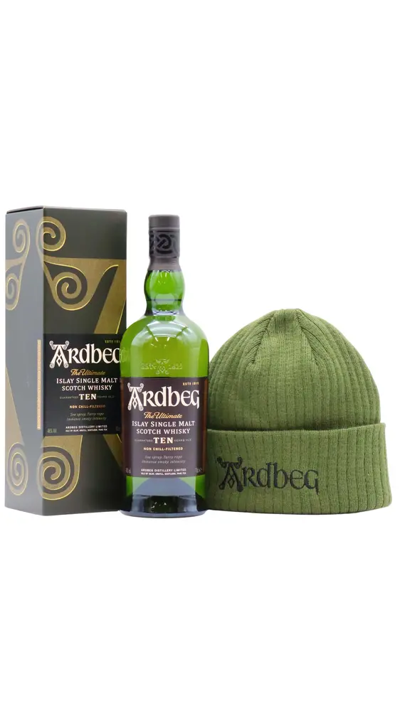 Ardbeg - Islay Single Malt Scotch 10 year old Whisky (Includes Beanie Hat) 70CL
