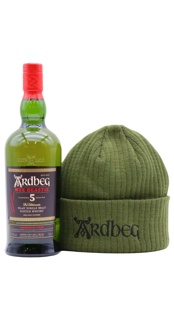 Ardbeg - Wee Beastie Islay Single Malt Scotch 5 year old Whisky (Includes Beanie Hat) 70CL