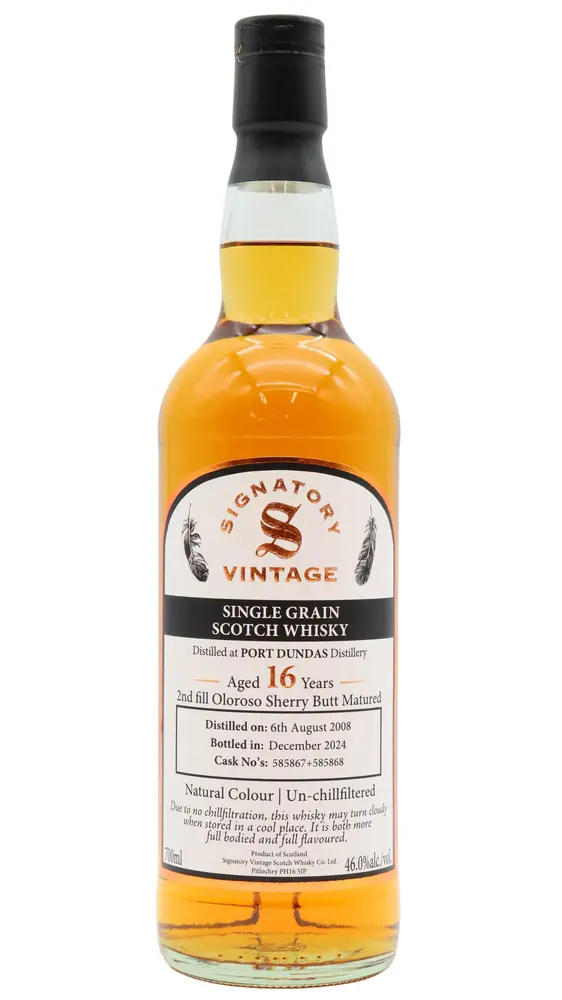 Port Dundas (silent) - Signatory Vintage Single Grain Scotch 2008 16 year old Whisky 70CL