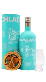 Bruichladdich - Organic Scottish Barley Islay Single Malt Scotch Whisky 100cl 50% ABV (1 Litre)- (Includes Glencairn Glass & Coasters)